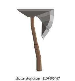 Axe vector illustration isolated icon blade wooden tool danger design element flat hand vintage retro