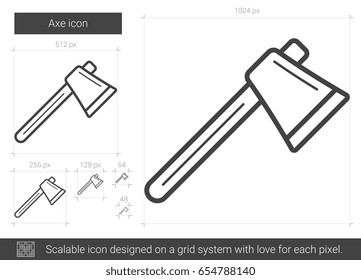 Axe vector line icon isolated on white background. Axe line icon for infographic, website or app. Scalable icon designed on a grid system.