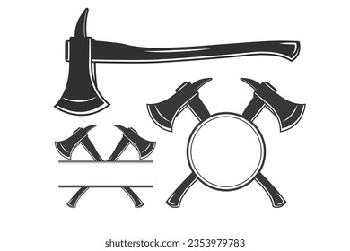 Axe Vector Monogram, Axe Silhouette Monogram,  Forest tools, Woodcutter, Woodsman, Hardware Vector, Hardware Clipart, Axe Clipart, Axe Outline,  Worker elements, Labor equipment, Repair tools