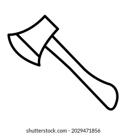Axe Vector Outline Icon Isolated On White Background
