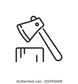 Axe vector outline icons style illustration. EPS 10 file