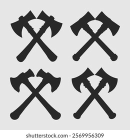 Axe Vector Silhouette, Monogram Axe camping elements design, Woodcutter Forest tools  