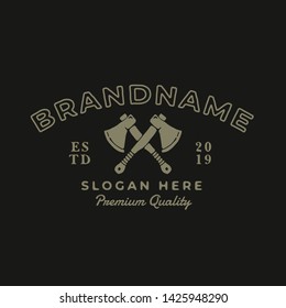 axe vintage logo design template vector