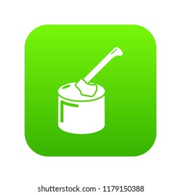 Axe in wood icon green vector isolated on white background