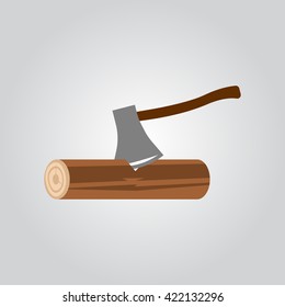 Axe and wood icon vector