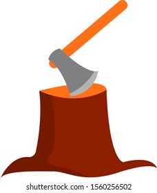 Ax auf Holz, Vektorgrafik auf weißem Hintergrund.