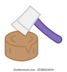 Ax mit Holzholzbezeichnungen-Konzept des Holzschnitts