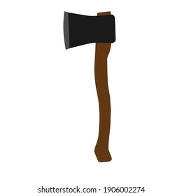 Axe wood tool equipment vector illustration weapon blade. Isolated white hatchet object axe symbol. Steel and sharp work lumberjack icon sign. Wooden carpenter cartoon hand iron instrument