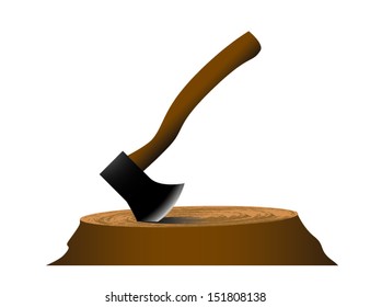 AXE AND A WOODEN CUT