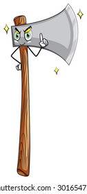 Axe with wooden handle with face