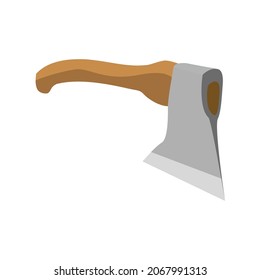 Axe with a wooden handle, flat design illustration