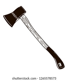 Axe with wooden handle, Axe isolated on white background