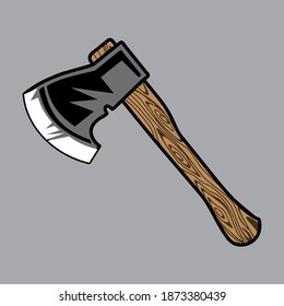 An Axe With A Wooden Handle. Vector Illustration.