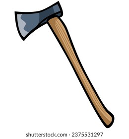Axe with Wooden Handle Vector Illustration