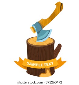 Axe in a wooden stump.