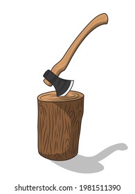 AXE AND WOODSTUMP - Full color