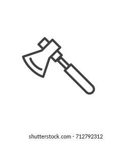 Axe work tool line icon, outline vector sign, linear style pictogram isolated on white. Symbol, logo illustration. Editable stroke