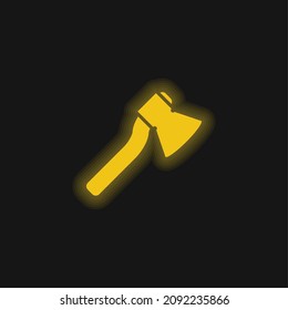 Axe yellow glowing neon icon