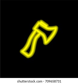 Axe yellow glowing neon ui ux icon. Glowing sign logo vector