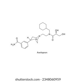 Axelopran flat skeletal molecular structure μ-opioid receptor antagonists drug used in constipation treatment. Vector illustration.