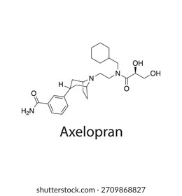 Estructura molecular de axelopran, fármaco antagonista selectivo del receptor ?-opioide, diagrama de Vector científico limpio, fórmula química esquelética