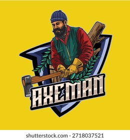 An Axeman logo design illustration