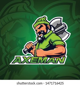 Axeman Logo Gaming E sport With Light Green Color