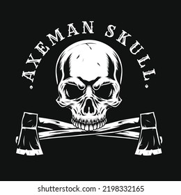 axeman skull illustration for logo or print
