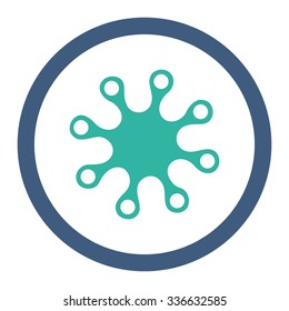 Axenic vector icon. Style is bicolor flat rounded symbol, cobalt and cyan colors, rounded angles, white background.