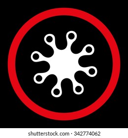 Axenic vector icon. Style is bicolor flat rounded symbol, red and white colors, rounded angles, black background.