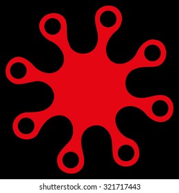 Axenic vector icon. Style is flat symbol, red color, rounded angles, black background.