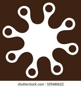 Axenic vector icon. Style is flat symbol, white color, rounded angles, brown background.
