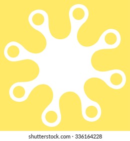 Axenic vector icon. Style is flat symbol, white color, rounded angles, yellow background.
