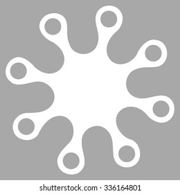 Axenic vector icon. Style is flat symbol, white color, rounded angles, silver background.