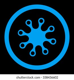 Axenic vector icon. Style is flat rounded symbol, blue color, rounded angles, black background.