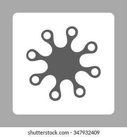 Axenic vector icon. Style is flat rounded square button, dark gray and white colors, silver background.