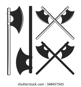 Axes and battle axes silhouettes Collection vector illustration