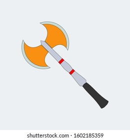  axes flat vector style. Cartoon, cute, flat, color full, editable. For game, poster, children book.