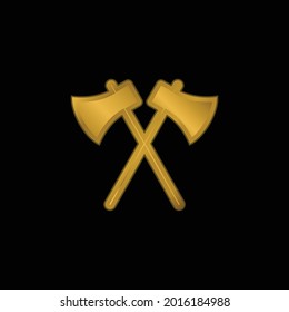 Axes gold plated metalic icon or logo vector