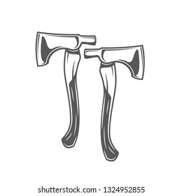 Axes isolated on white background. Modern carpentry tool. Vector illustration