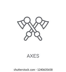 Axes linear icon. Modern outline Axes logo concept on white background from camping collection. Suitable for use on web apps, mobile apps and print media.
