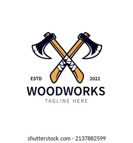 axes logo - illustration of a simple axe crossed