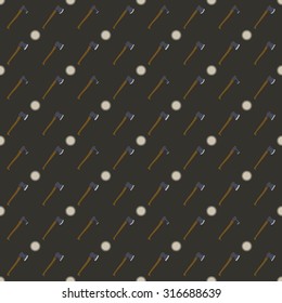 Axes and logs silhouette icon set seamless texture. Design template vector illustration endless background.