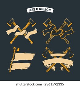 Axes and ribbon illustration set