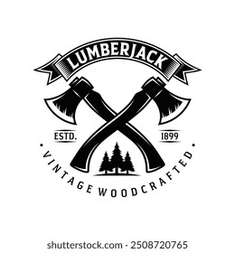 Eixos Rústico Woodwork Logo. Modelo Vetor De Design De Logotipo Ax Vintage. Ilustração do vetor de logotipo Lumberjack.