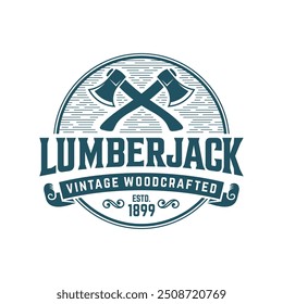 Axes Rustic Woodwork Logo. Ax Vintage Logo Design Vector Template. Lumberjack Logo Vector illustration.