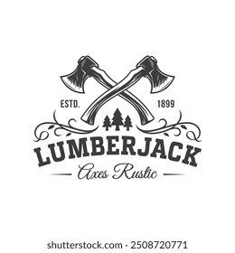 Eixos Rústico Woodwork Logo. Modelo Vetor De Design De Logotipo Ax Vintage. Ilustração do vetor de logotipo Lumberjack.