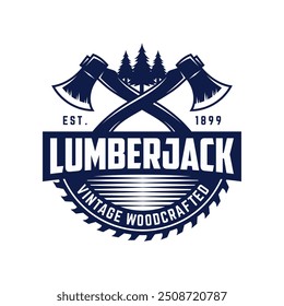 Eixos Rústico Woodwork Logo. Modelo Vetor De Design De Logotipo Ax Vintage. Ilustração do vetor de logotipo Lumberjack.