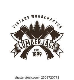 Eixos Rústico Woodwork Logo. Modelo Vetor De Design De Logotipo Ax Vintage. Ilustração do vetor de logotipo Lumberjack.