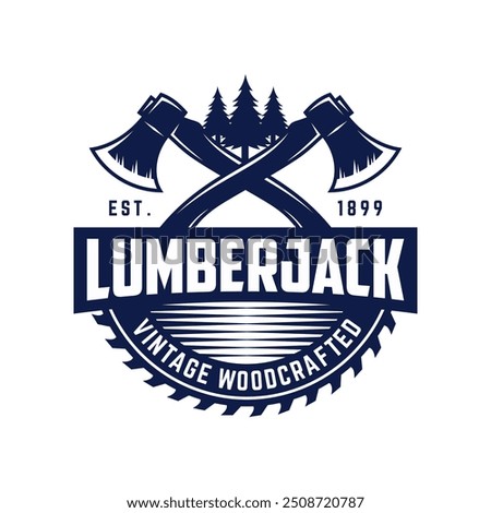 Axes Rustic Woodwork Logo. Ax Vintage Logo Design Vector Template. Lumberjack Logo Vector illustration.